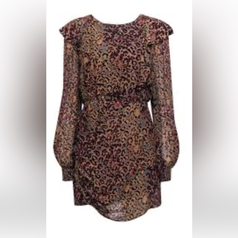 AllSaints Elodie halftone dress in burgundy - Picture 2 of 10
